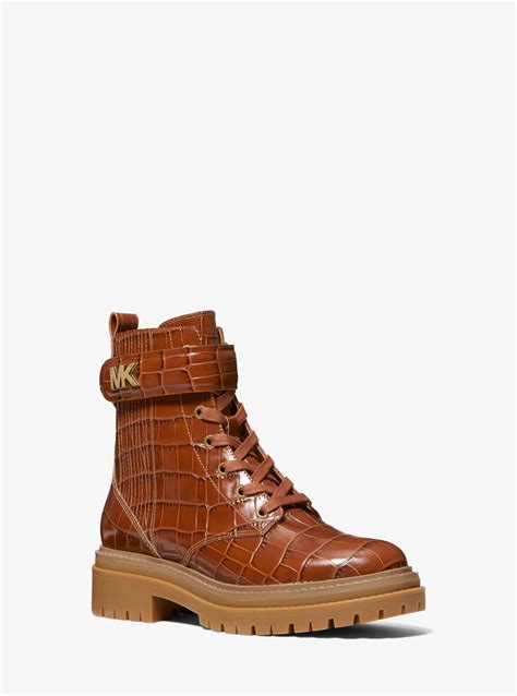 michael kors stark combat boots|Stark Logo and Leather Combat Boot .